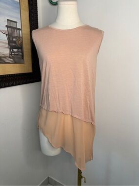 BCBGMaxAzria Two-Tone Layered Sleeveless Top - Blush & Peach